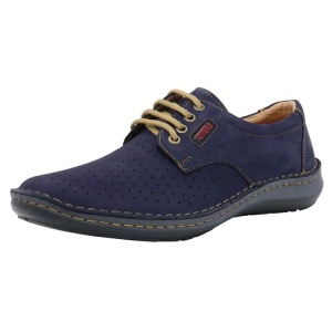 Pantofi barbati albastru inchis casual piele naturala perforati cu talpa joasa Otter OT9554-42-2-Albastru-Inchis