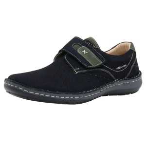 Pantofi barbati albastru inchis casual piele naturala perforati cu talpa joasa Otter OT9583-42-2-Albastru-Inchis