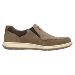 Pantofi barbati bej casual piele naturala cu talpa joasa Rieker 17368-25-Bej