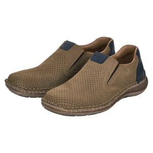 Pantofi barbati bej casual piele naturala perforati cu talpa joasa Rieker 03076-64-Bej