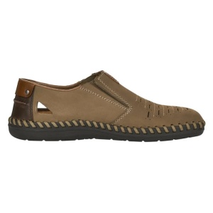 Pantofi barbati bej casual piele naturala perforati cu talpa joasa Rieker B2457-64-Bej