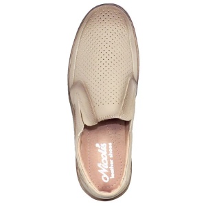 Pantofi barbati bej casual piele naturala perforati cu talpa joasa Nicolis 200589-Bej