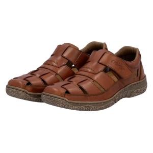 Pantofi barbati maro casual piele naturala perforati cu talpa joasa Rieker 03578-24-Maro