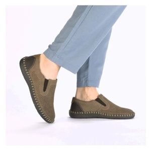 Pantofi barbati maro casual piele naturala perforati cu talpa joasa Rieker B2460-25-Maro