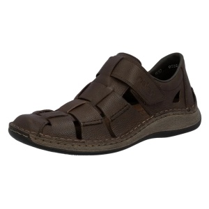 Pantofi barbati maro casual piele naturala perforati cu talpa joasa Rieker 05281-25-Maro