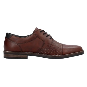 Pantofi barbati maro casual piele naturala perforati cu toc Rieker 13517-24-Maro