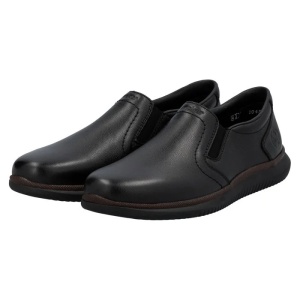 Pantofi barbati negru casual piele naturala cu talpa joasa Rieker 10450-00-Negru