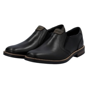 Pantofi barbati negru casual piele naturala cu toc Rieker 13557-00-Negru