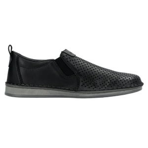 Pantofi barbati negru casual piele naturala perforati cu talpa joasa Rieker 05457-00-Negru