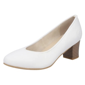 Pantofi dama alb casual piele naturala cu toc Rieker 44650-80-Alb