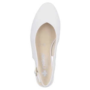 Pantofi dama alb casual piele naturala cu toc Rieker 44651-80-Alb