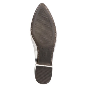 Pantofi dama alb elegant piele naturala perforati cu toc Rieker 47066-80-Alb