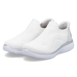 Pantofi dama alb sport textil cu talpa joasa Rieker M5072-80-Alb