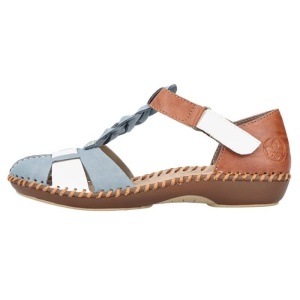 Pantofi dama, albastru, casual, piele ecologica, cu talpa joasa, Rieker M1665-90-Albastru