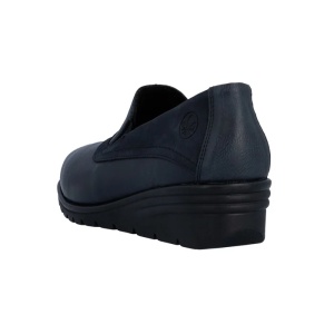 Pantofi dama albastru casual piele naturala cu platforma Rieker L5356-14-Albastru