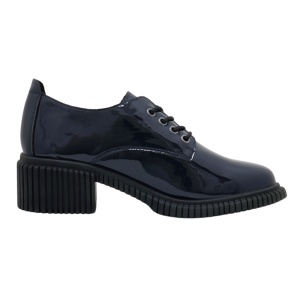Pantofi dama albastru casual piele naturala lacuita cu toc Pass Collection J8B21601-07-L-Albastru