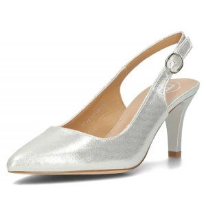 Pantofi dama argintiu eleganti textil cu toc Filippo DP4499-23-SI-Argintiu