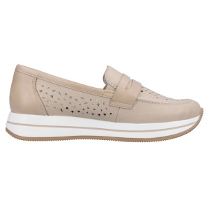 Pantofi dama bej casual piele naturala perforati cu platforma Rieker N4552-60-Bej