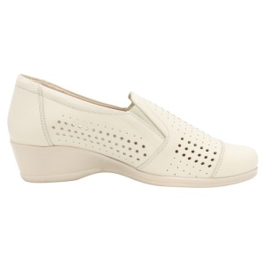 Pantofi dama bej casual piele naturala perforati cu talpa joasa Nicolis 13953-Bej