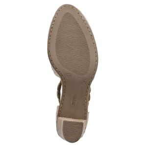 Pantofi dama bej eleganti piele ecologica stralucitori perforati cu toc Rieker 41055-62-Bej