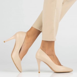 Pantofi dama bej eleganti piele naturala cu toc Filippo DP4428-23-BE-Bej