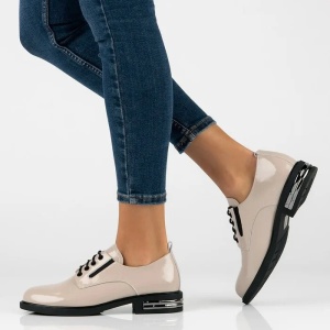 Pantofi dama bej eleganti piele naturala lacuita cu toc Filippo DP6189-24-BE-Bej
