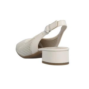 Pantofi dama bej eleganti piele naturala perforati cu toc Rieker 43458-60-Bej