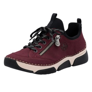 Pantofi dama bordo casual piele ecologica cu talpa joasa Rieker 45973-36-Bordo