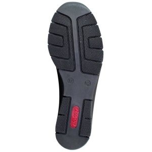 Pantofi dama bordo casual piele lacuita si piele ecologica cu ciucuri cu talpa joasa Rieker 53751-35-Bordo