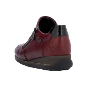 Pantofi dama bordo casual piele naturala impermeabili cu talpa joasa Rieker 44268-35-Bordo