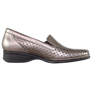Pantofi dama bronz casual piele naturala perforati cu toc Semler 21-706-7-Bronz