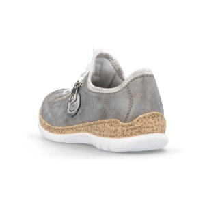 Pantofi dama gri casual piele ecologica cu talpa joasa Rieker N4263-40-Gri