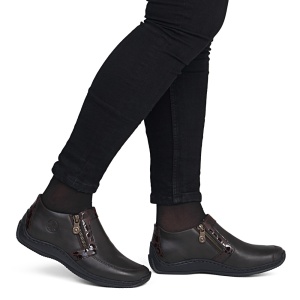 Pantofi dama maro casual piele naturala cu talpa joasa Rieker L1773-25-Maro