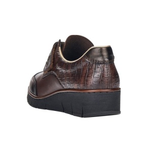 Pantofi dama maro casual piele naturala si piele ecologica cu talpa joasa Rieker 53750-25-Maro