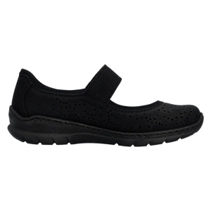 Pantofi dama negru casual piele ecologica cu talpa joasa Rieker N4299-00-Negru