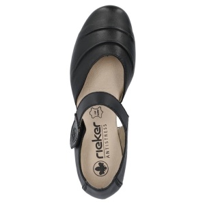 Pantofi dama negru casual piele naturala cu toc Rieker 41792-00-Negru