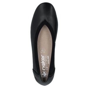 Pantofi dama negru casual piele naturala cu toc Rieker 43452-00-Negru