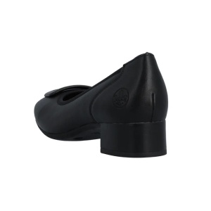 Pantofi dama negru casual piele naturala cu toc Rieker 43453-00-Negru