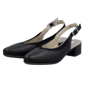 Pantofi dama negru casual piele naturala cu toc Rieker 47063-00-Negru