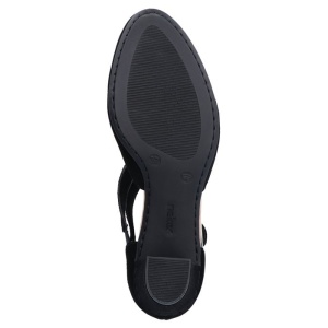 Pantofi dama negru elegant piele intoarsa cu toc Rieker 41080-00-Negru