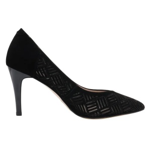 Pantofi dama negru eleganti piele intoarsa perforati cu toc Epica K3K320061-01-I-Negru