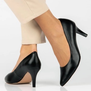 Pantofi dama negru eleganti piele naturala cu toc Filippo DP4427-23-BK-Negru