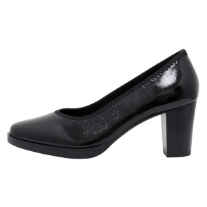 Pantofi dama, negru, eleganti, piele naturala lacuita, cu toc, Karisma X4X430022A-01-L-Negru