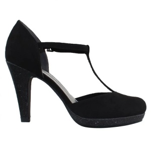 Pantofi dama negru eleganti textil cu toc Marco Tozzi 2-24402-22-098-Negru