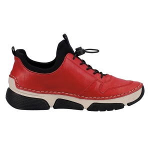 Pantofi dama rosu casual piele ecologica cu talpa joasa Rieker 45951-33-Rosu