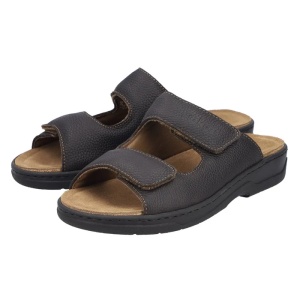 Papuci barbati maro casual piele naturala cu talpa joasa Rieker 20390-24-Maro