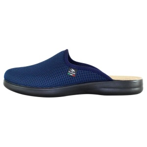 Saboti barbati, albastru inchis, de casa, ortopedici, medicinali, textil, cu talpa joasa, Fly Flot P7-118-FB-Albastru-Inchis