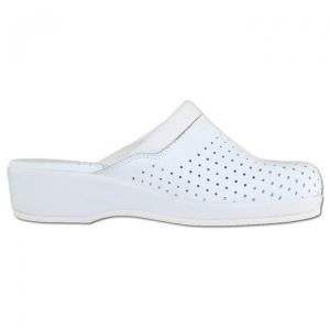 Saboti dama alb medicinali ortopedici profesionali din piele naturala Scholl Clog-Back-Guard-F20002-1065-Alb