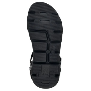 Sandale barbati gri sport textil cu talpa joasa Rieker 20802-00-Gri