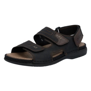 Sandale barbati negru casual piele naturala cu talpa joasa Rieker 25561-00-Negru